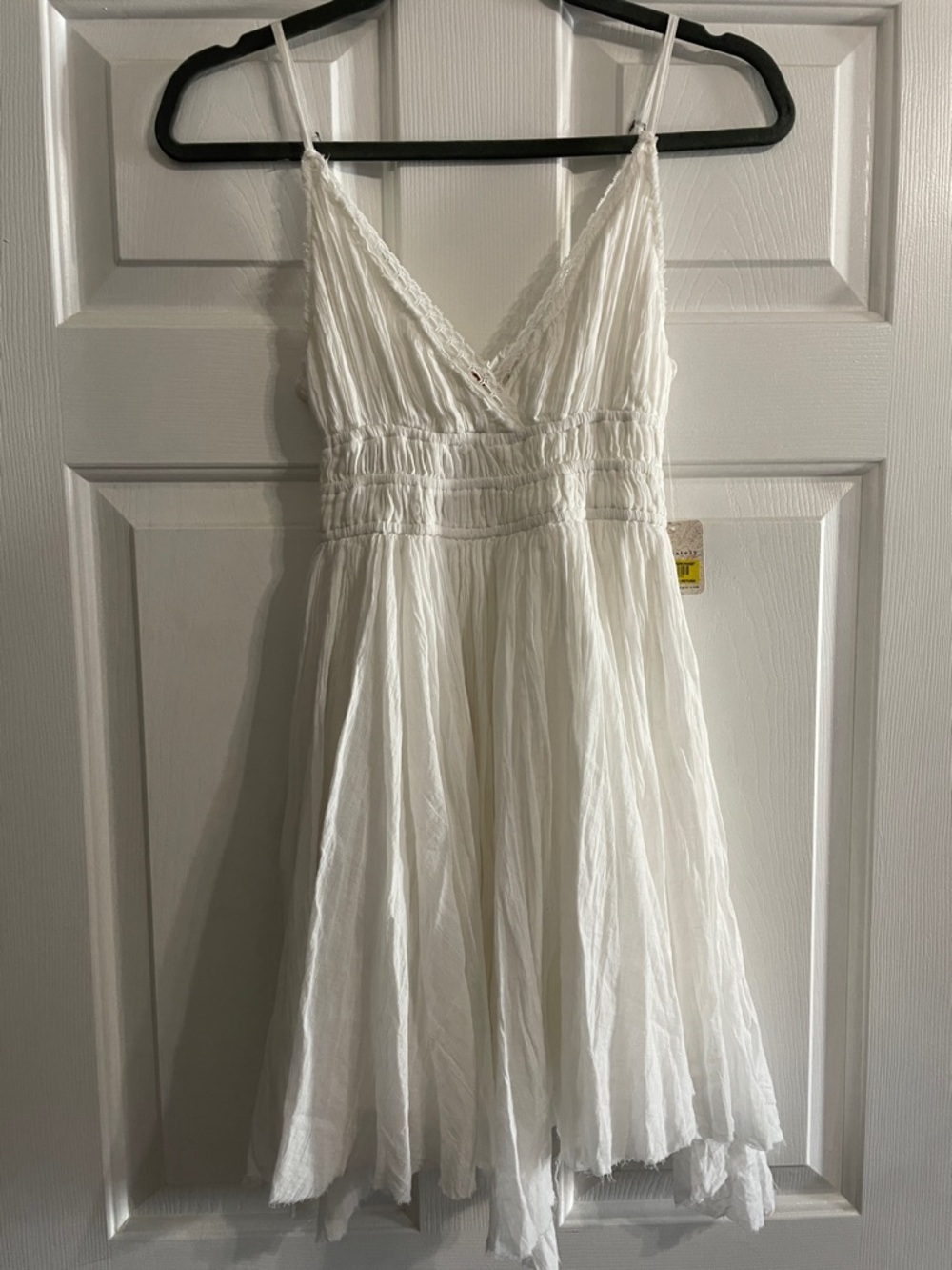 Free People White Lace-Trim Spaghetti-Strap Mini Dress